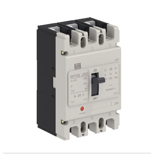 Imagem Produto DISJUNTOR CAIXA MOLDADA 3 POLOS 200A 20KA EM 400V DWP250L-200-3 - WEG
