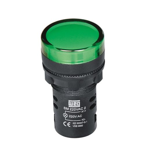 Imagem Produto SINALEIRO PLASTICO LED 22,0 220VCA VERDE REDONDO CEW-SM2-D23 - WEG