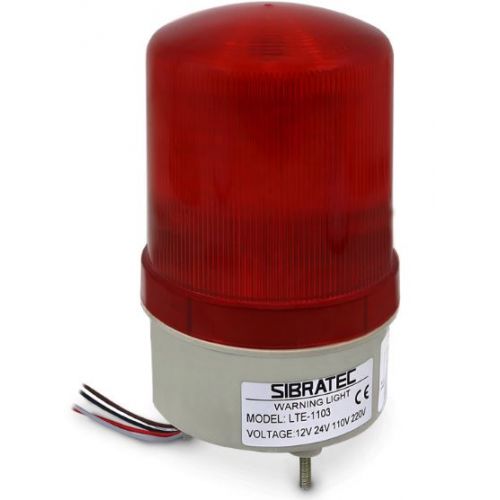 Imagem Produto SINALIZADOR AUDIOVISUAL (GIROFLEX) 100MM 12-24VCA/VCC 110-220VCA VERMELHO PARA PAINEL LTE1103-R - SIBRATEC