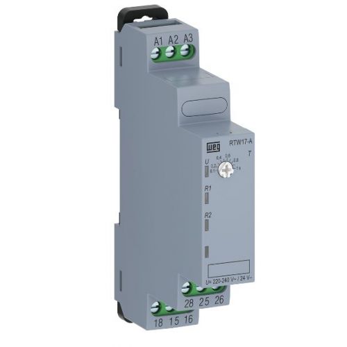 Imagem Produto RELE DE TEMPO 0,3S/30 SEGUNDOS 24/240VCA/VCC C/RETARDO NA ENERGIZA??O RTW17-A01U030SE05 - WEG - WEG