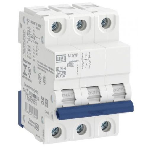 Imagem Produto DISJUNTOR DIN 3 POLOS C16 3KA/400V E 5KA/220V ICN MDWP-C16-3 - WEG