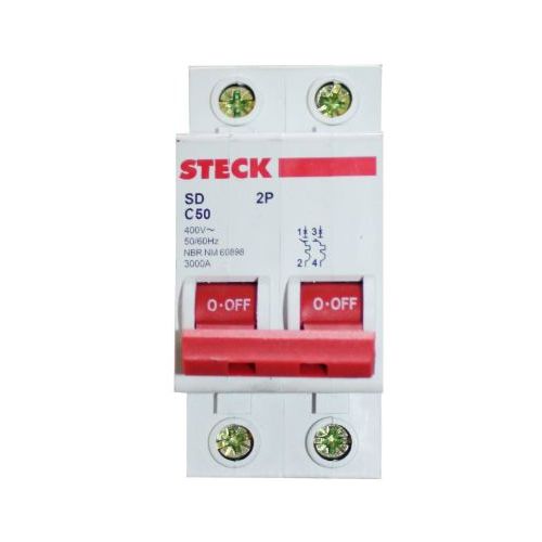 Imagem Produto DISJUNTOR DIN 2 POLOS C63 3KA/400V E 5KA/230V ICN - STECK
