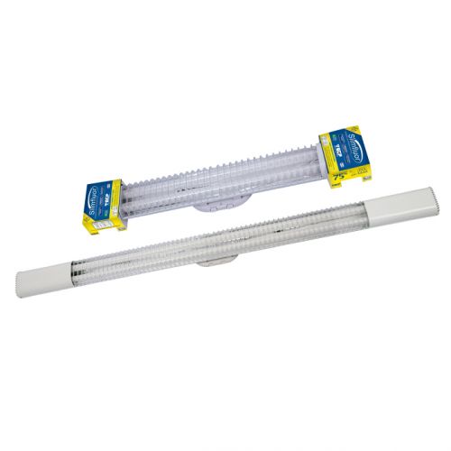 Imagem Produto LUMINARIA SOBREPOR RETANGULAR COMPLETA C/ ALETAS ACRILICO 2X 40W BRANCA - ECP