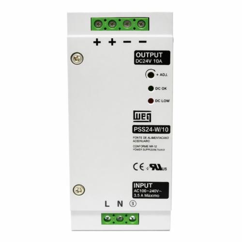 Imagem Produto FONTE ALIMENTACAO CHAVEADA 10A ENTRA 240V SAI 24VCC PSS24-W/10 - WEG