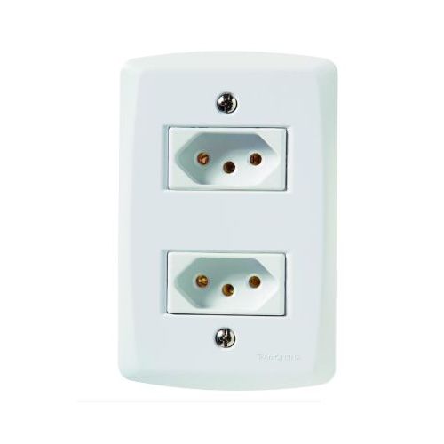 Imagem Produto TOMADA EMBUTIR DUPLA 2P+T 10A BRANCA COMPLETA LUX2 - TRAMONTINA
