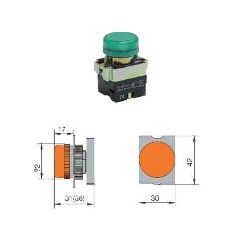 Imagem do produto SINALEIRO METALICO LUMINOSO 22,5MM S/BLOCO VM REDONDO ARO CROMADO - STECK