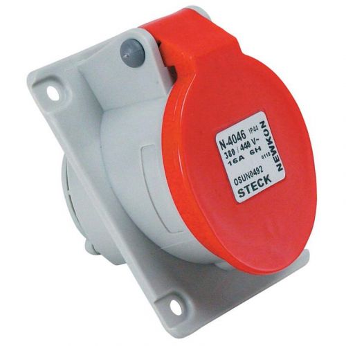 Imagem Produto TOMADA BLINDADA EMBUTIR 5 POLOS 32A 380/440V 6HORAS VERMELHO IP44 - STECK