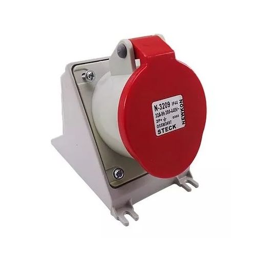 Imagem Produto TOMADA BLINDADA SOBREPOR 4 POLOS 32A 380/440V 6HORAS VERMELHO IP44 - STECK