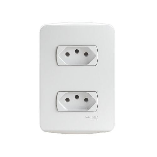 Imagem Produto TOMADA EMBUTIR DUPLA 2P+T 10A BRANCA COMPLETA MILUZ - SCHNEIDER