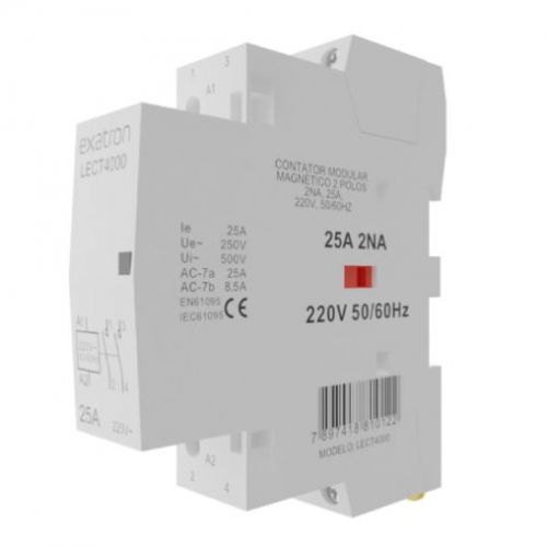 Imagem do produto CONTATOR MODULAR 25A 2 POLOS 2NA 220V - EXATRON