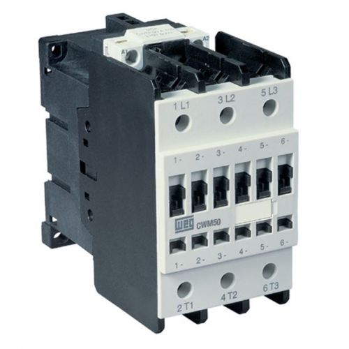 Imagem Produto CONTATOR PRINCIPAL TRIPOLAR 50A 1NA1NF 220VCA 50/60HZ CWM50-11-30D23 - WEG