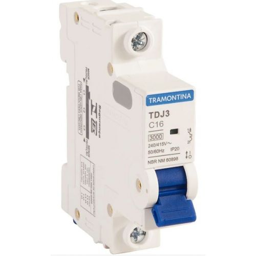 Imagem Produto DISJUNTOR DIN 1 POLO TDJ3 C16 3KA 240/415V ICN - TRAMONTINA