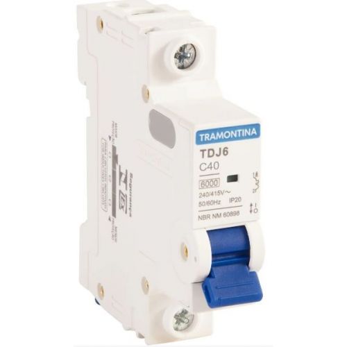 Imagem Produto DISJUNTOR DIN 1 POLO TDJ6 C40 6KA/415V ICN - TRAMONTINA