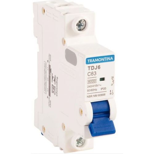 Imagem Produto DISJUNTOR DIN 1 POLO TDJ6 C63 6KA/415V ICN - TRAMONTINA
