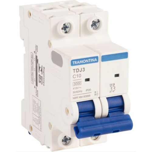 Imagem Produto DISJUNTOR DIN 2 POLOS TDJ3 C10 3KA 240/415V  ICN - TRAMONTINA