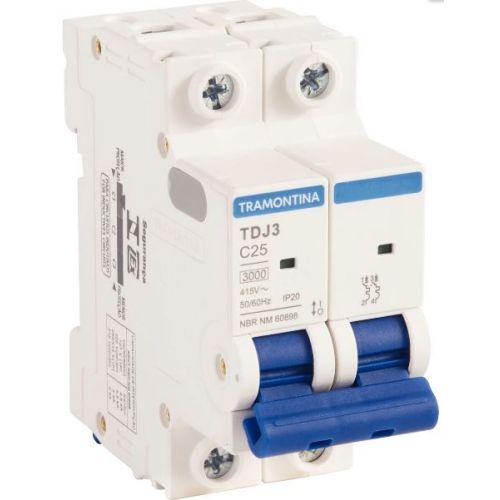 Imagem Produto DISJUNTOR DIN 2 POLOS  TDJ3V C25 3KA 240/415V ICN - TRAMONTINA