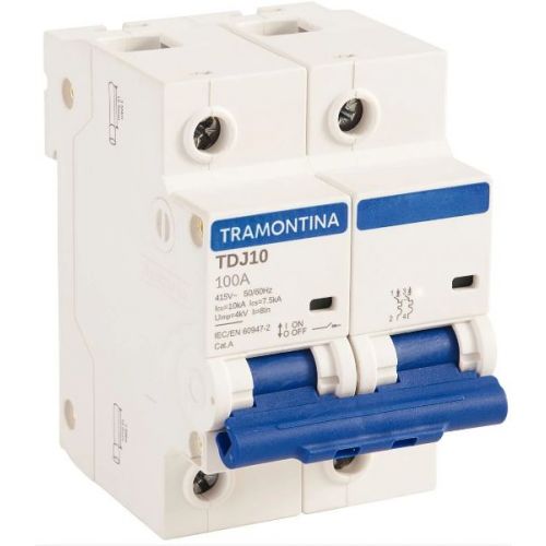 Imagem Produto DISJUNTOR DIN 2 POLOS  TDJ10 C100 10KA/415V ICN - TRAMONTINA