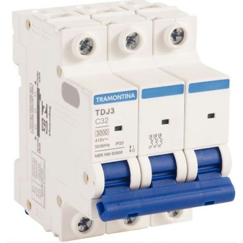 Imagem Produto DISJUNTOR DIN 3 POLOS TDJ3 C32 3KA 240/415V ICN - TRAMONTINA