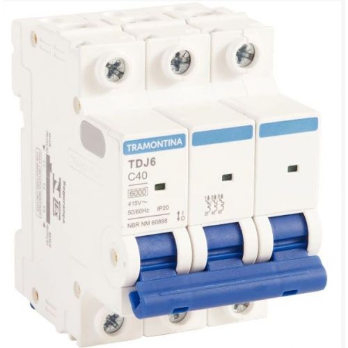 Imagem Produto DISJUNTOR DIN 3 POLOS TDJ6 C40 6KA/415V ICN - TRAMONTINA