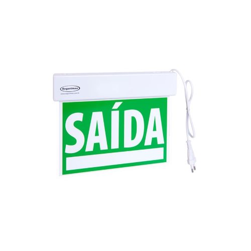 Imagem Produto PLACA SINALIZACAO BRANCA LED VERDE FACE UNICA SEM SETA 24X18MM - SEGURIMAX