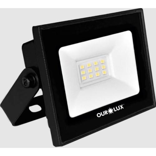 Imagem Produto REFLETOR LED 10W 6500K 800L IP65 CORPO PRETO - OUROLUX