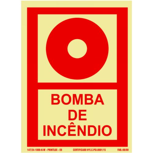 Imagem Produto PLACA AVERTENCIA: BOMBA DE INCENDIO - PRINTLUX