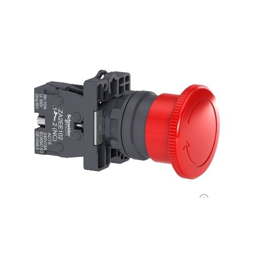 Imagem Produto BOTAO PLASTICO PULSO COGUMELO GIRAR/DESTRAVAR 22,5MM VERMELHO CABECA 40 1NF - SCHNEIDER INDUSTRIAL