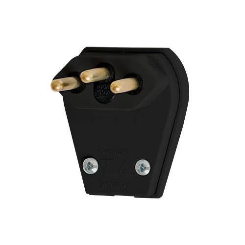 Imagem Produto PLUG MACHO TRIANGULAR SAIDA LATERAL 2P+T 10A PRETO - PEZZI