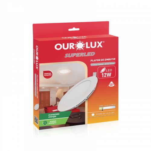 Imagem Produto PAINEL LED EMBUTIR REDONDO 12W 2700K BIVOLT 17X17CM - OUROLUX