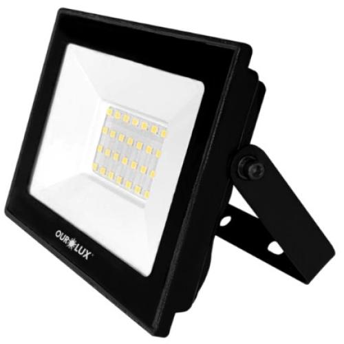 Imagem Produto REFLETOR LED 30W 3000K 2400L IP66 CORPO PRETO - OUROLUX