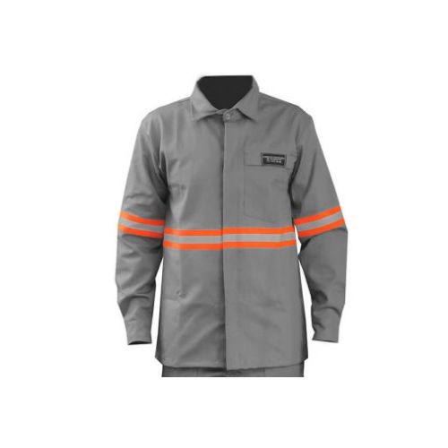 Imagem Produto CAMISA COM REFLETIVO LARANJA NR10 MANGA LONGA ELETRICISTA CINZA G - MAICOL