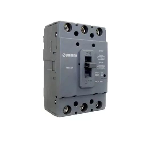Imagem Produto DISJUNTOR CAIXA MOLDADA 3 POLOS 200A 22KA EM 220V (COM BORNE) - SOPRANO