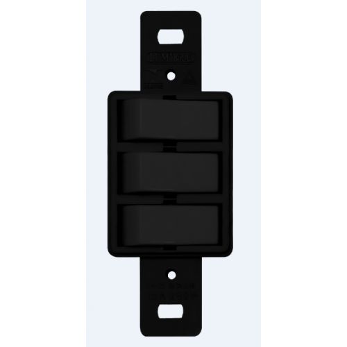 Imagem Produto INTERRUPTOR EMBUTIR 3 TECLAS PARALELAS HORIZONTAL PRETO P/CONDULETE - LUMIBRAS