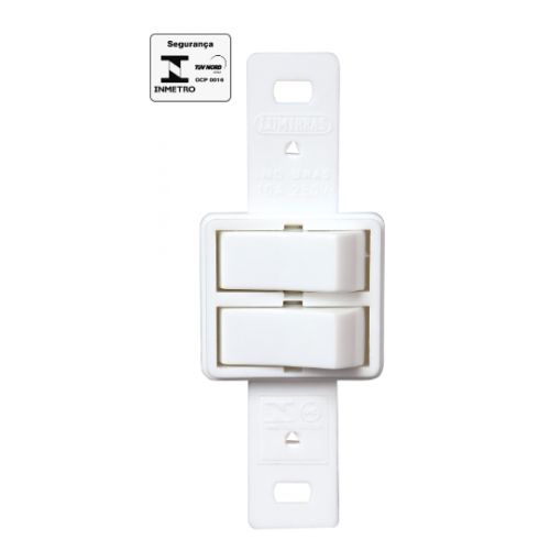 Imagem Produto INTERRUPTOR EMBUTIR 2 TECLAS PARALELAS HORIZONTAL BRANCO P/CONDULETE - LUMIBRAS