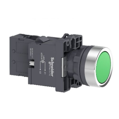 Imagem Produto BOTAO PLASTICO IMPULSO ILUMINADO 22,5 VERDE REDONDO 1NA 220VAC - SCHNEIDER INDUSTRIAL
