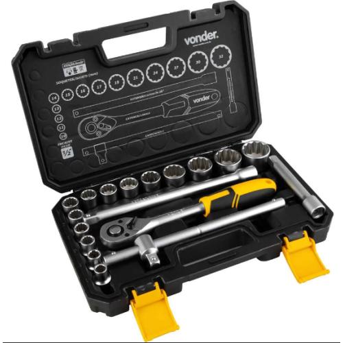 Imagem Produto JOGO DE SOQUETES 1/2 18 PECAS CROMO - VONDER