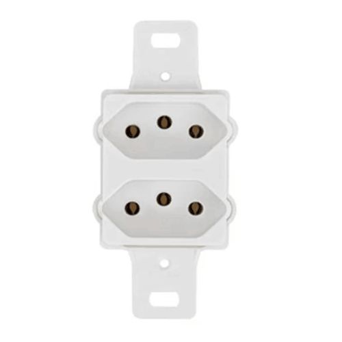 Imagem Produto TOMADA DUPLA 2P+T 20A PARA TAMPA CONDULETE COM 3 ESPACOS BRANCO - PEZZI