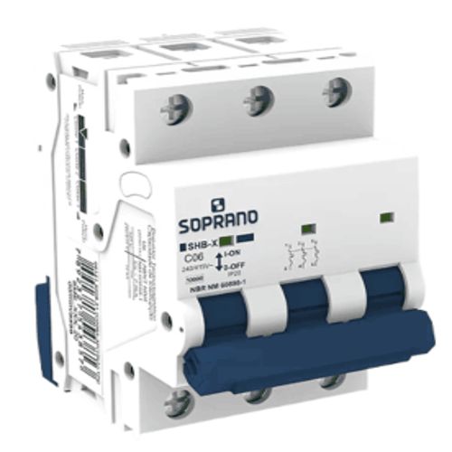 Imagem Produto DISJUNTOR DIN 3 POLOS 63A 10KA 230/400V NBR60898 C - SOPRANO