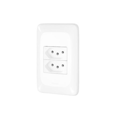 Imagem Produto TOMADA EMBUTIR DUPLA 2P+T 10A BRANCA COMPLETA POP - PIAL