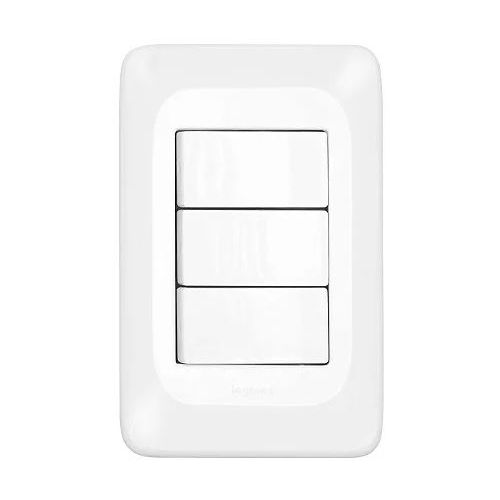 Imagem Produto INTERRUPTOR EMBUTIR 3 TECLAS PARALELAS 10A HORIZONTAL BRANCO COMPLETO POP - PIAL