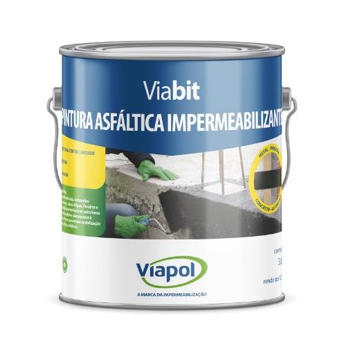 Imagem Produto PINTURA ASFALTICA IMPERMEABILIZANTE  PRETA 3,6 LITROS (3,6 KG) (VIABIT) - VIAPOL