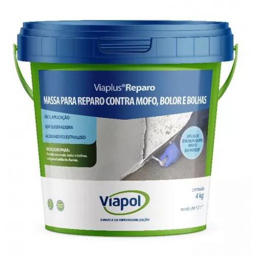 Imagem Produto MASSA PARA REPARO CONTRA MOFO BRANCA 4KG (VIAPLUS REPARO) - VIAPOL