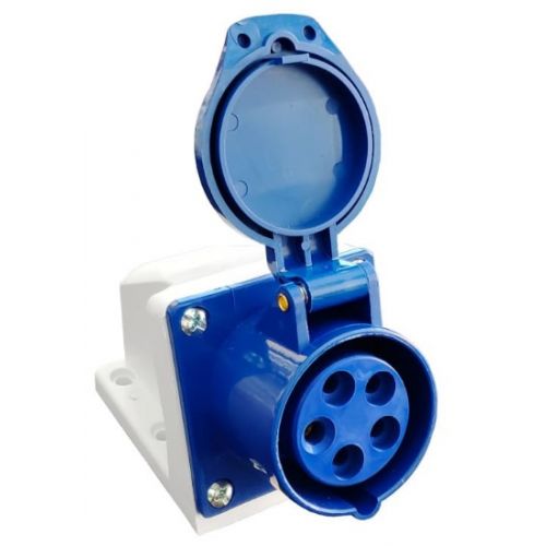 Imagem Produto TOMADA BLINDADA SOBREPOR 5 POLOS 16A 200/250V 9 HORAS AZUL IP44 TSWD-16P5H9E57 - WEG
