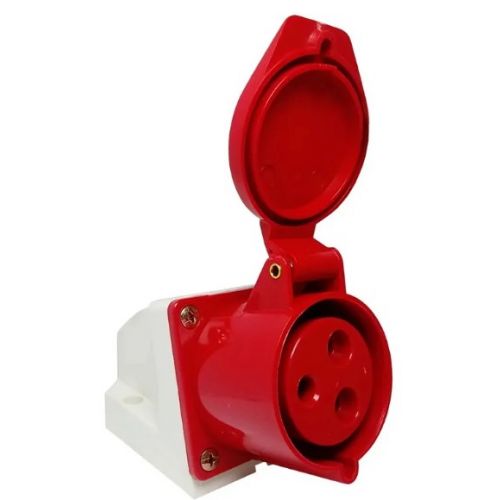 Imagem Produto TOMADA BLINDADA SOBREPOR 3 POLOS 32A 380/440V 9 HORAS VERMELHO IP44 TSWD-32P3H9E53 - WEG