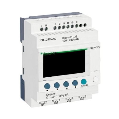 Imagem Produto RELE PROGRAMAVEL COM DISPLAY 100/240VAC 6 ENTRADAS 4 SAIDAS SR2A101FU - SCHNEIDER