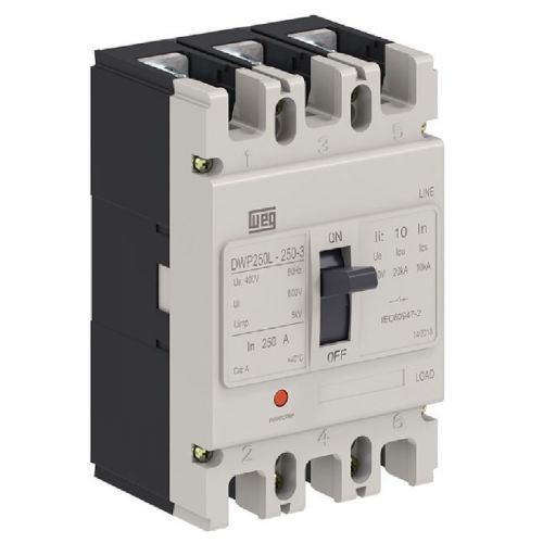 Imagem Produto DISJUNTOR CAIXA MOLDADA 3 POLOS 175A 20KA EM 400VCA DWP250L-175-3 - WEG