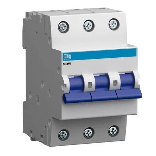 Imagem Produto DISJUNTOR DIN 3 POLOS C70 3KA/400V E 5KA/230V ICN MDW-C70-3 - WEG