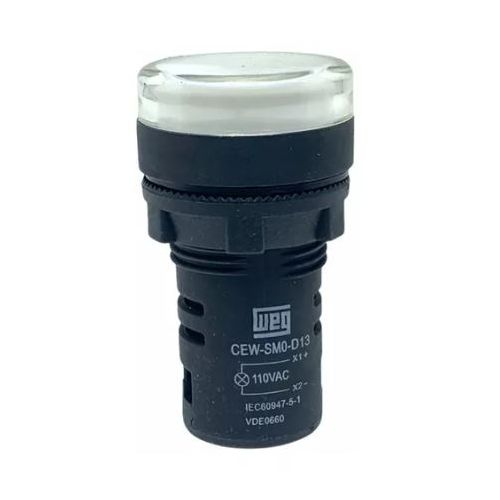 Imagem Produto SINALEIRO PLASTICO LED 22,0 110VCA BRANCO REDONDO CEW-SM0-D13 - WEG