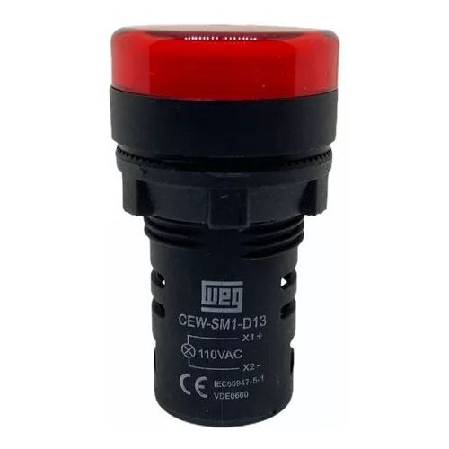 Imagem Produto SINALEIRO PLASTICO LED 22,0 110VCA VERMELHO REDONDO CEW-SM1-D13 - WEG