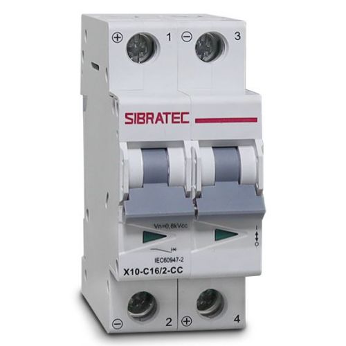 Imagem Produto DISJUNTOR DIN SISTEMA SOLAR 2 POLOS CC16 10KA CURVA C - SIBRATEC